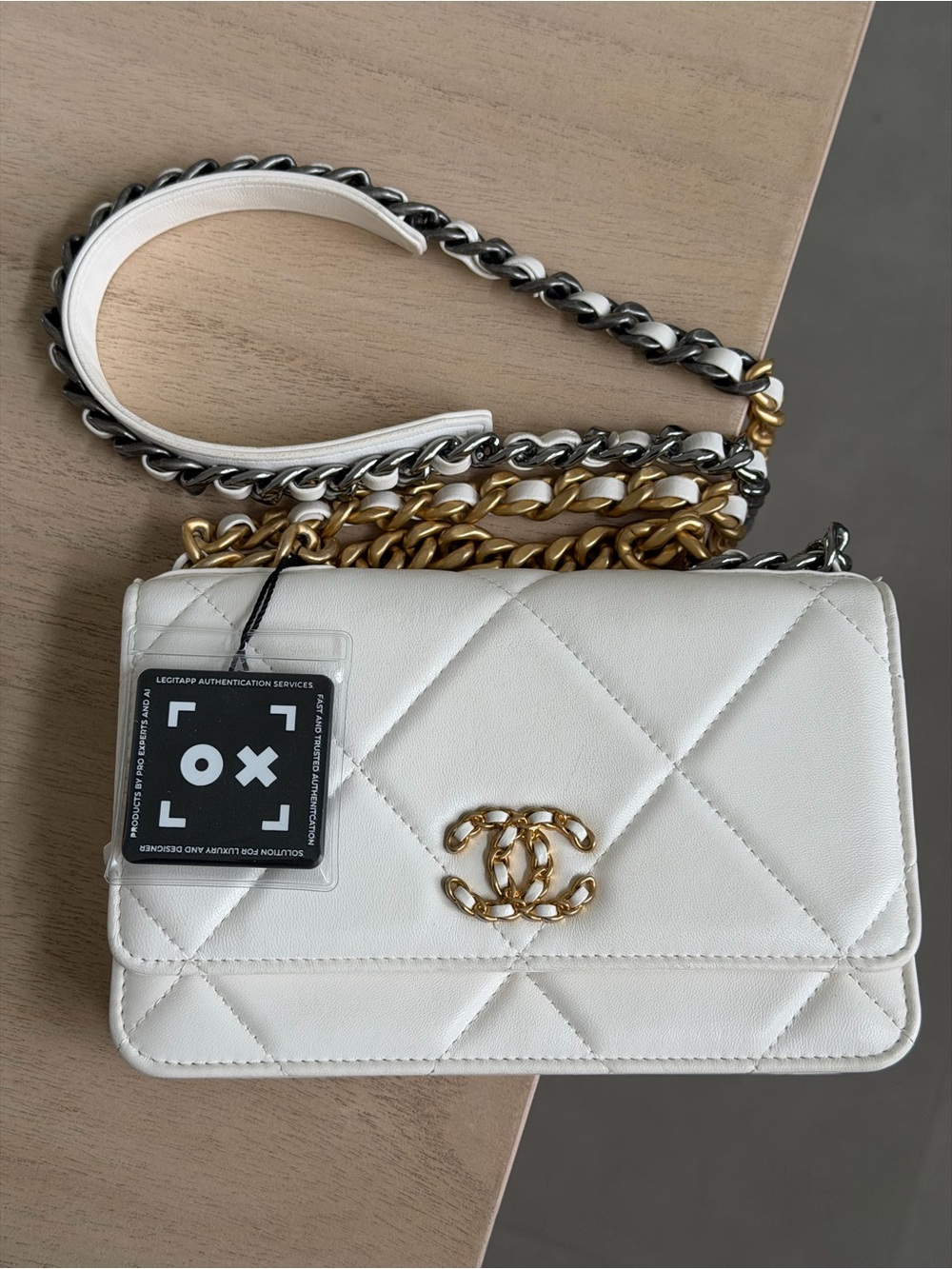 CHANEL 19 Wallet on Chain Quilted Lambskin with Gold & Silver Chain